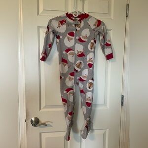 Carter's Gray and Red Santa Footie Pajamas